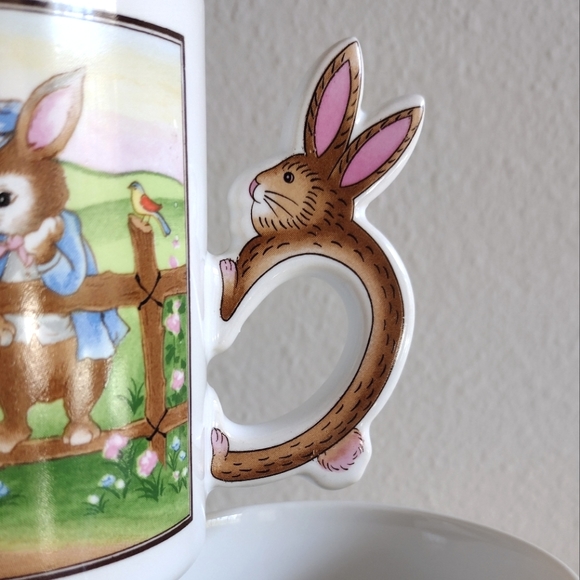 Vintage Set Of  3 Bunny/ Rabbit Coffee Tea Mugs With Bunny Handles Japan - Picture 5 of 7